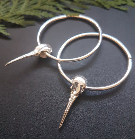 Hummingbird Skull Hoops