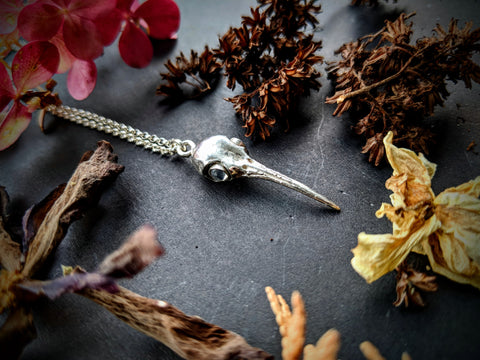Moonstone Hummingbird Skull Necklace