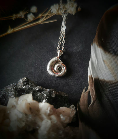 Chunky silver spiral shell necklace. – KCB Jewellery
